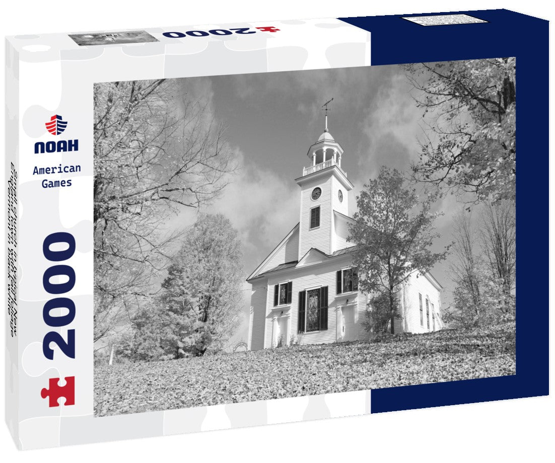 Small church in typical New England town with fall foliage, Vermont 2000pc PuzzleBlack and White