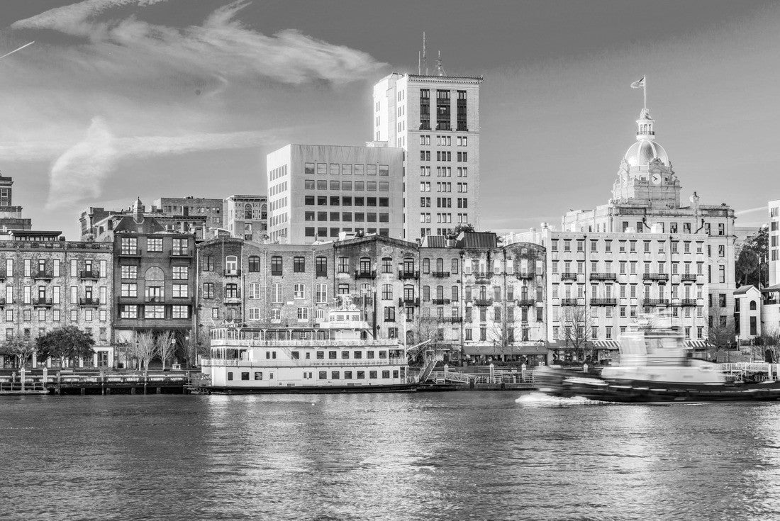 Savannah, Georgia, USA waterfront skyline 2000pc PuzzleBlack and White