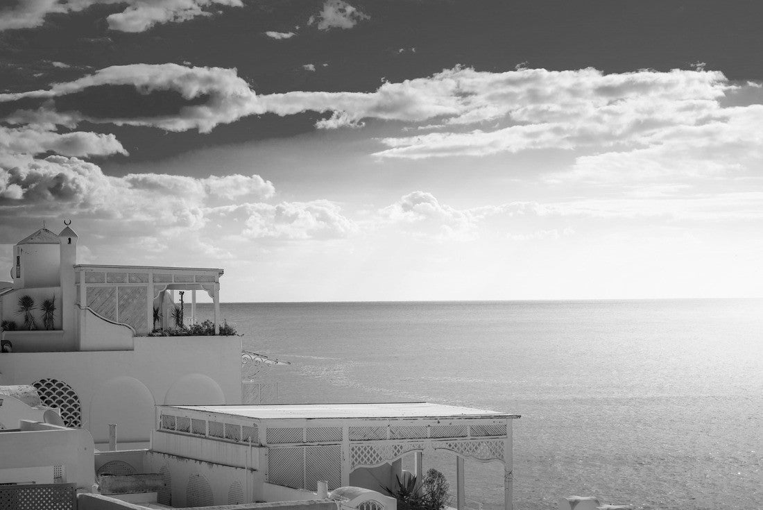 Noah Jigsaw Puzzle Hammamet, Tunisia. Picture of the architecture of the old Medina with dramatic sky at sunset in black white 2000 pieces