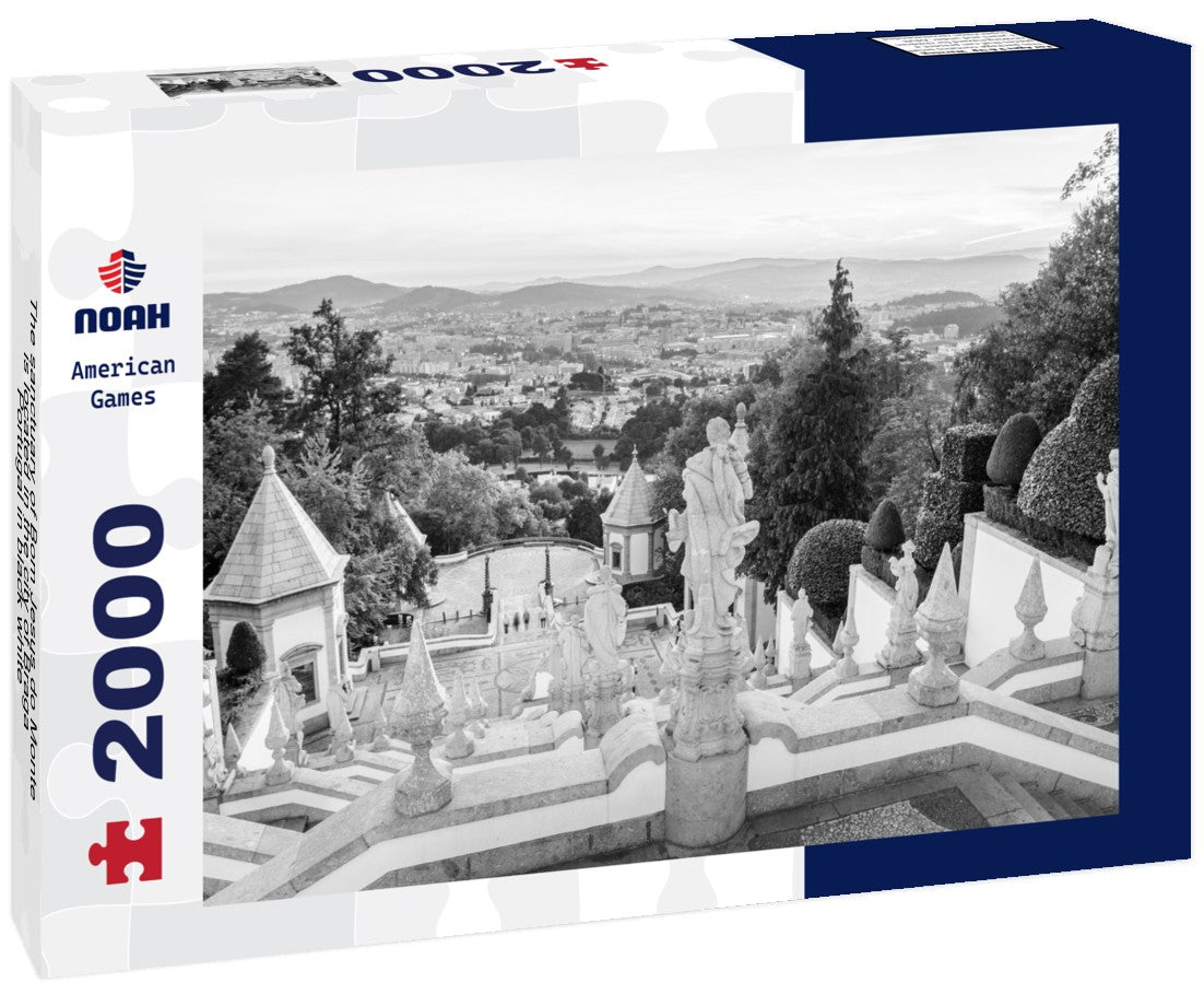 The sanctuary of Bom Jesus do Monte is located in the city of Braga, Portugal 2000pc PuzzleBlack and White