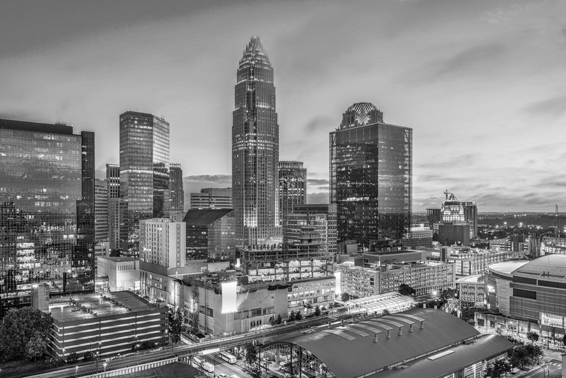 Charlotte, North Carolina, USA uptown skyline 2000pc PuzzleBlack and White