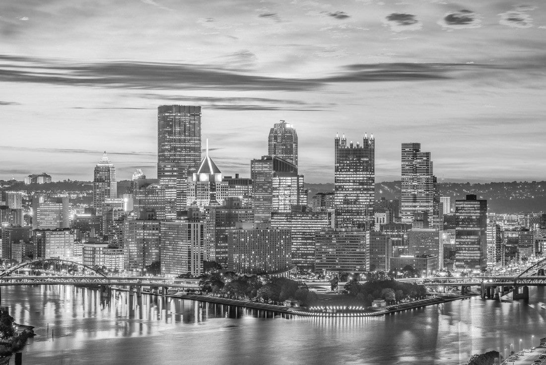 Noah Jigsaw Puzzle Pittsburgh, Pennsylvania, USA city skyline in black white 2000 pieces