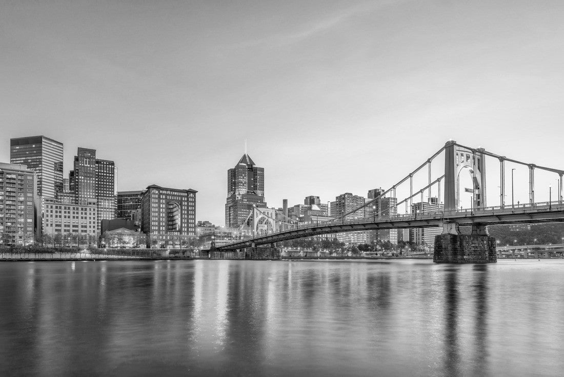 Noah Jigsaw Puzzle Pittsburgh, Pennsylvania, USA city skyline on the river in black white 2000 pieces