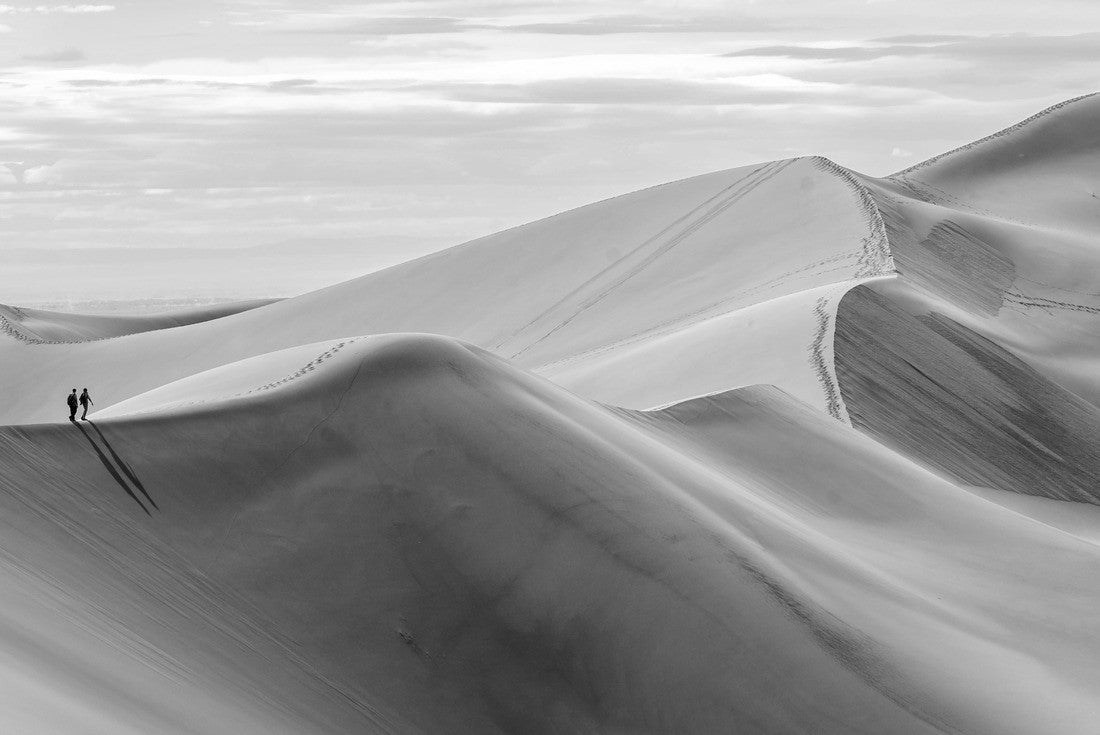 Noah Jigsaw Puzzle Couple hiking at Great Sand Dunes National Park, Colorado in black white 2000 pieces