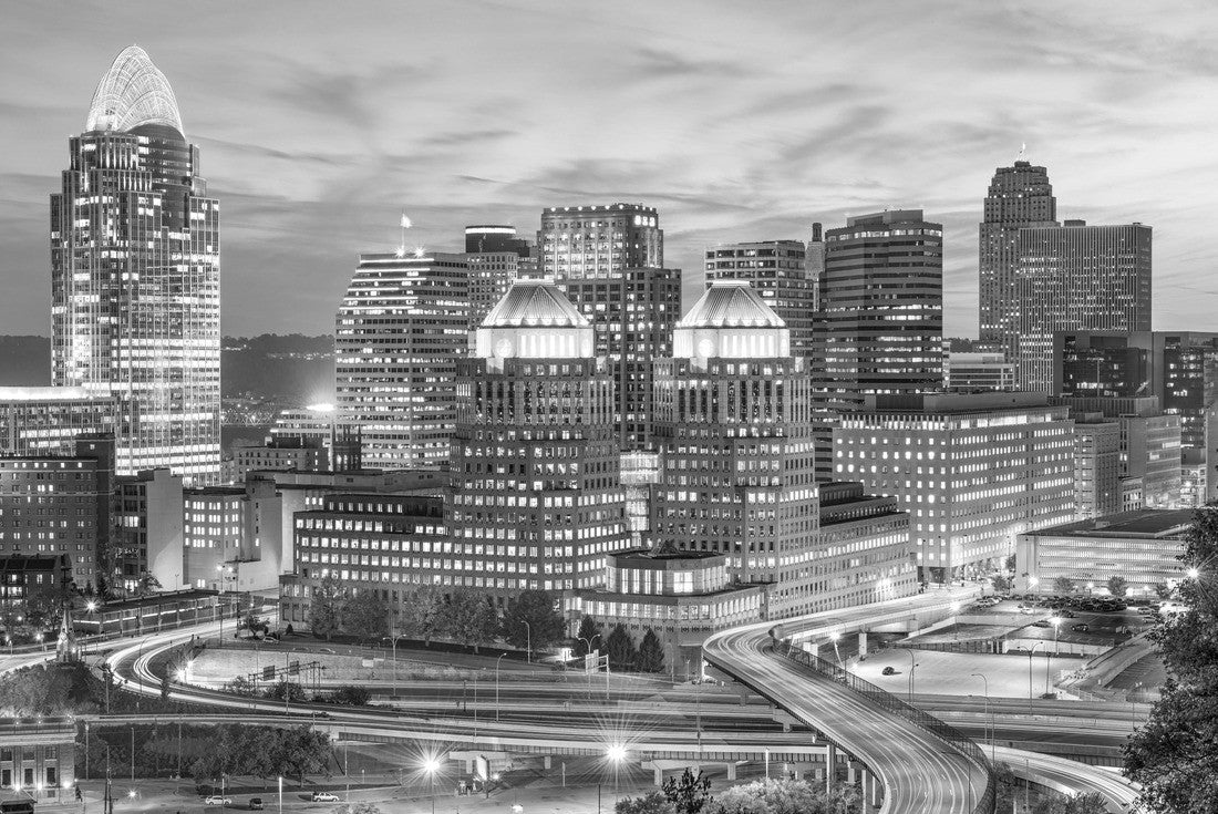 Cincinnati, Ohio, USA cityscape at twilight 2000pc PuzzleBlack and White