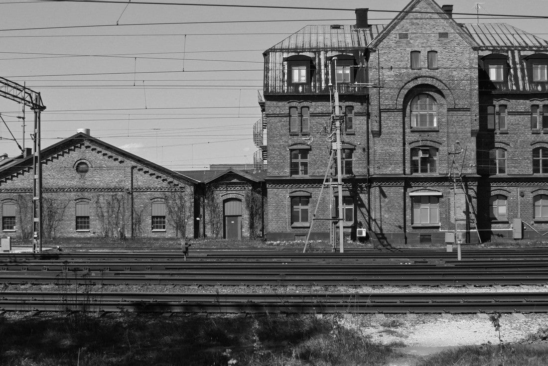 Old railroad building in Hallsberg, Sweden 2000pc PuzzleBlack and White