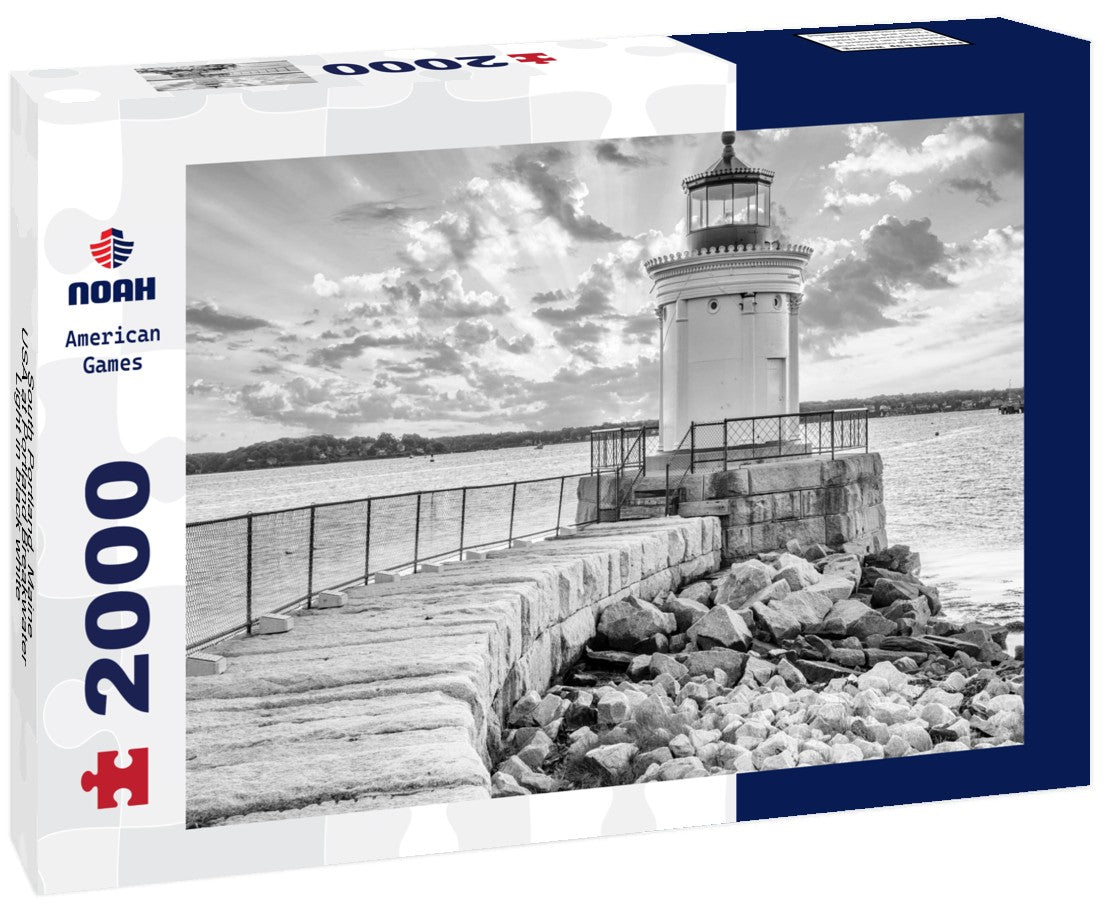 South Portland, Maine, USA at Portland Breakwater Light 2000pc PuzzleBlack and White