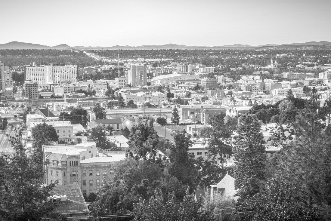 Spokane Washington city skyline and streets 2000pc PuzzleBlack and White