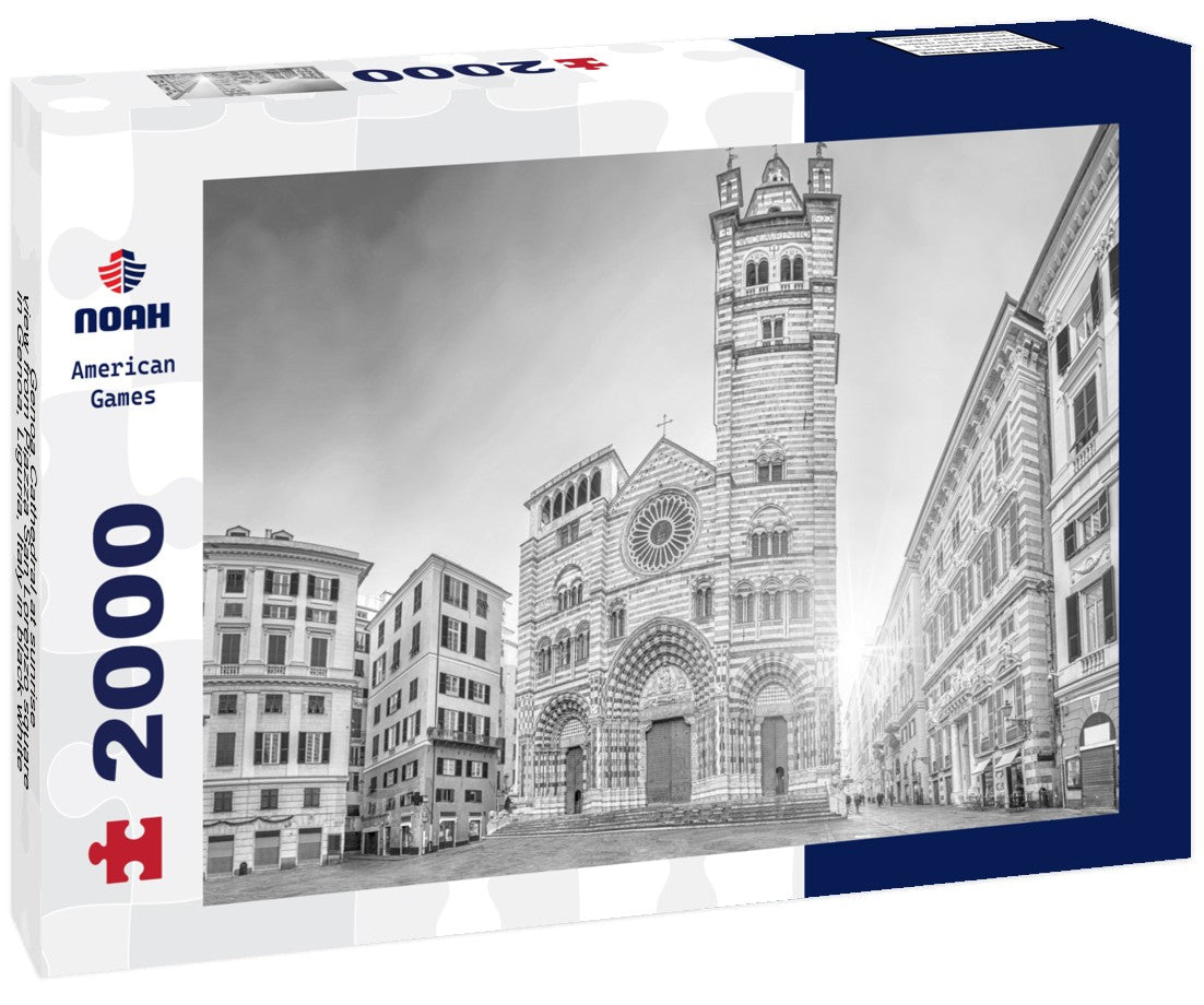 Genoa Cathedral at sunrise - view from Piazza San Lorenzo square in Genoa, Liguria, Italy 2000pc PuzzleBlack and White