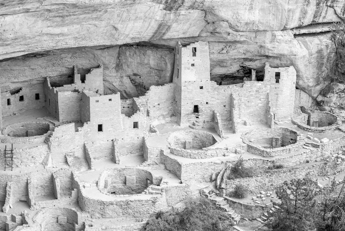 Noah Jigsaw Puzzle Cliff dwellings in Mesa Verde National Parks, Colorado, USA in black white 2000 pieces