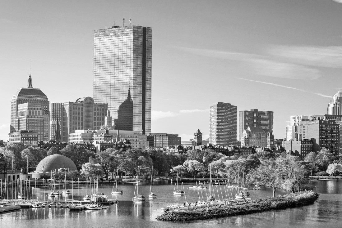 Noah Jigsaw Puzzle Boston, Massachusetts, USA City Skyline at the river in black white 2000 pieces