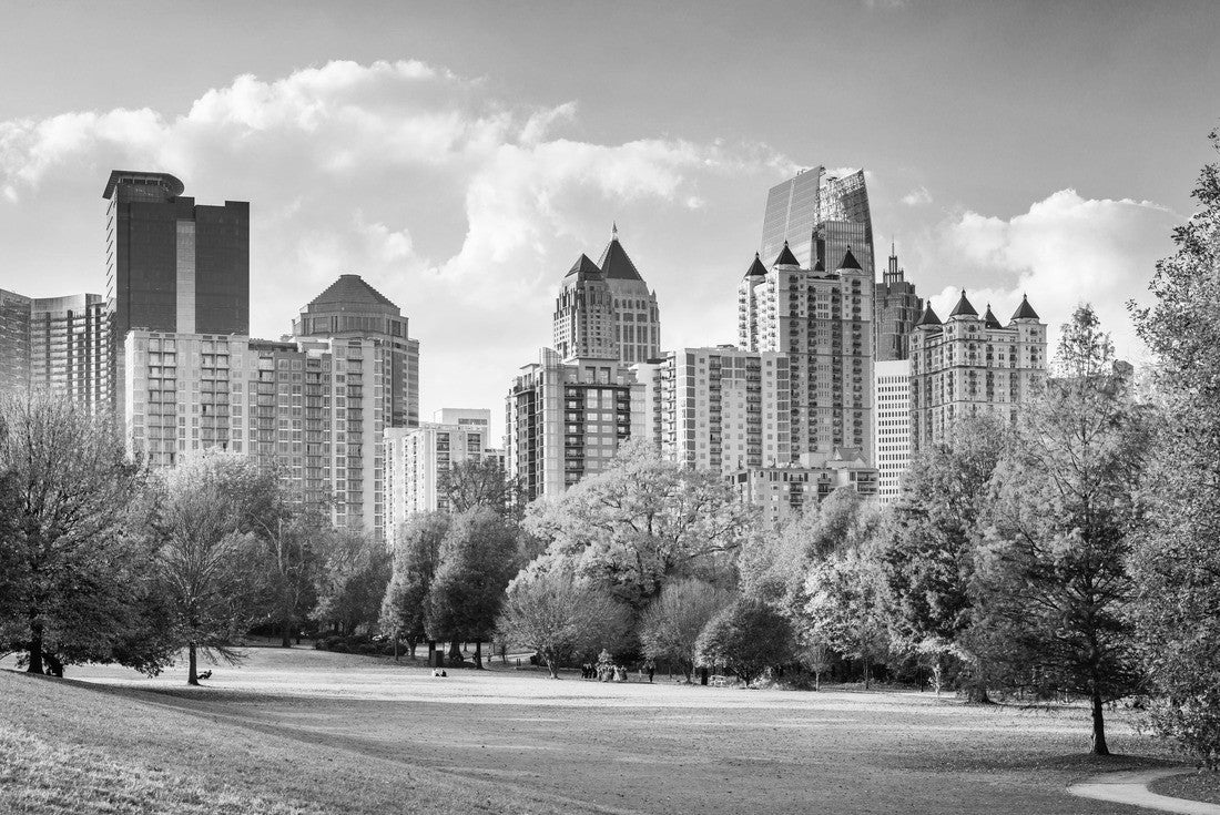 Atlanta, Georgia, USA Midtown skyline from Piedmont Park in the fall 2000pc PuzzleBlack and White