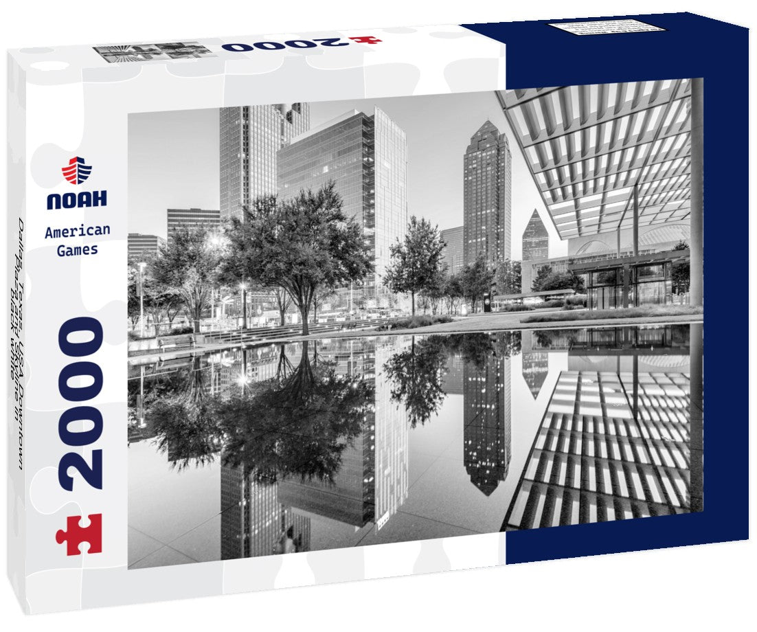 Dallas, Texas, USA Downtown Plaza and Skyline 2000pc PuzzleBlack and White