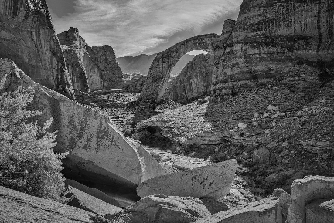 Noah Jigsaw Puzzle Beautiful rock formation in Glen Canyon near Lake Powell, Utah. Rocks formed unbelievable bridge called Rainbow Bridge National Monument in black white 2000 pieces