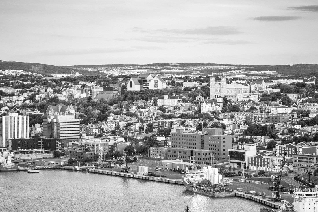 St. John's cityscape with a port, capital city of Newfoundland and Labrador, Canada 2000pc PuzzleBlack and White