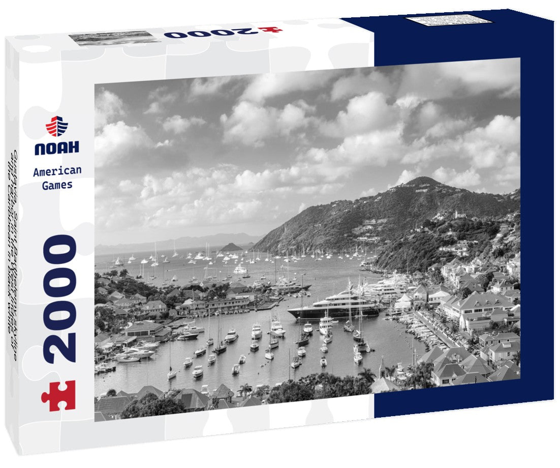 Gustavia, Saint Barthelemy skyline and harbor in the West Indies of the Caribbean 2000pc PuzzleBlack and White