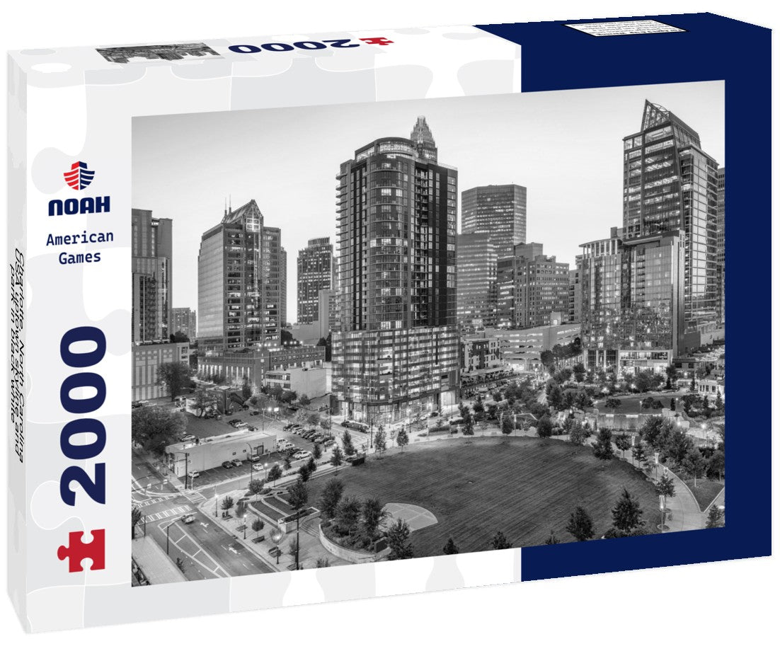 Charlotte, North Carolina, USA uptown skyline and park 2000pc PuzzleBlack and White