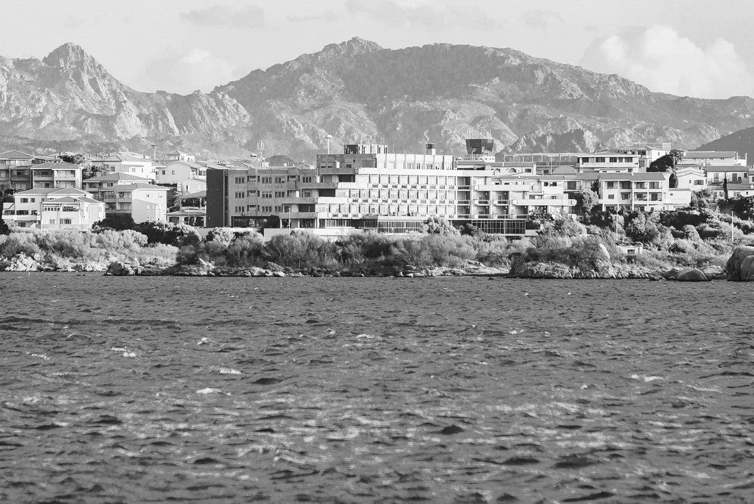 Noah Jigsaw Puzzle Urban landscape Olbia with the Mediterranean Sea, Sardinia, Italy in black white 2000 pieces