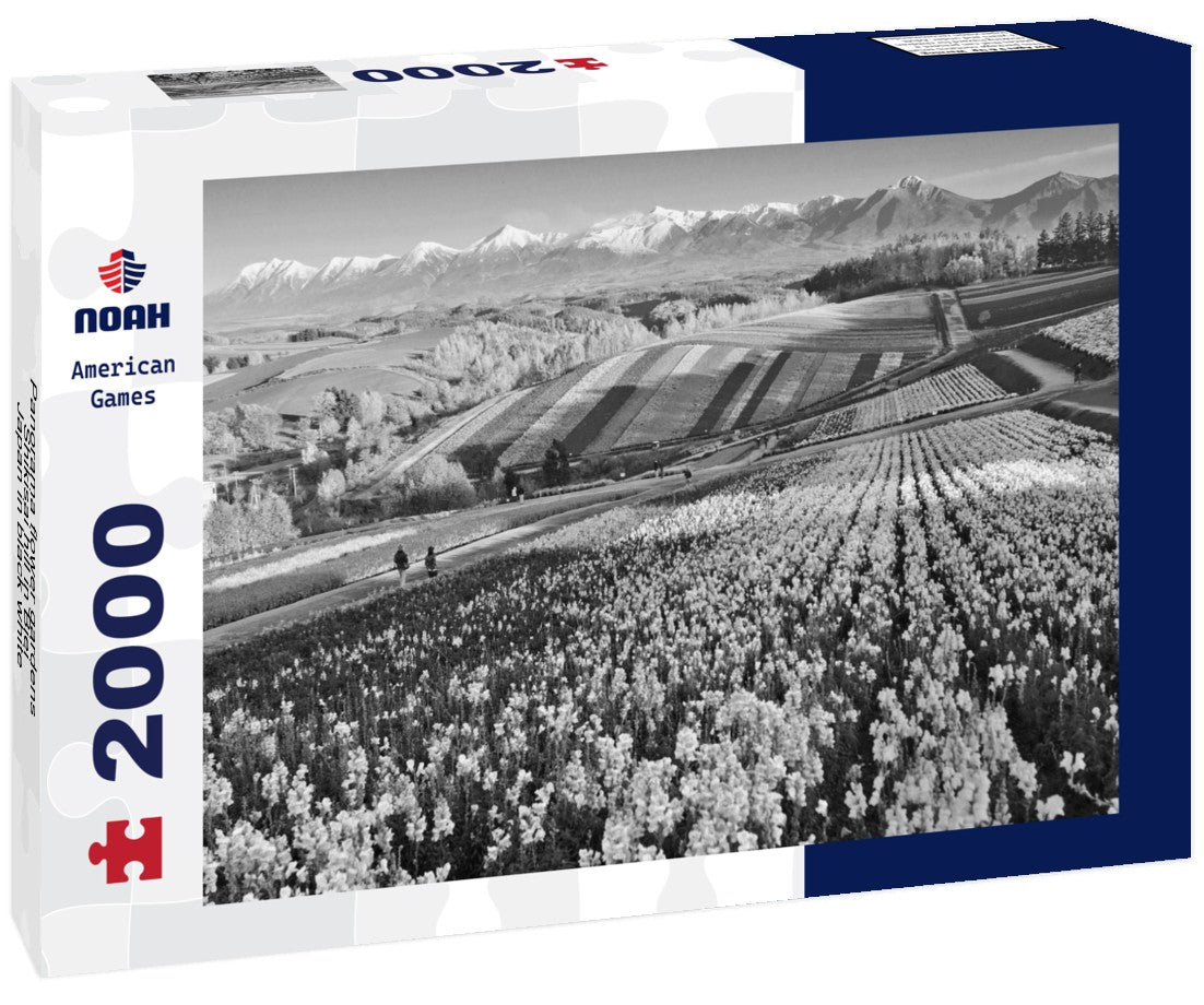 Flower gardens Shikisai hill in Biei, Hokkaido, Japan 2000pc PuzzleBlack and White