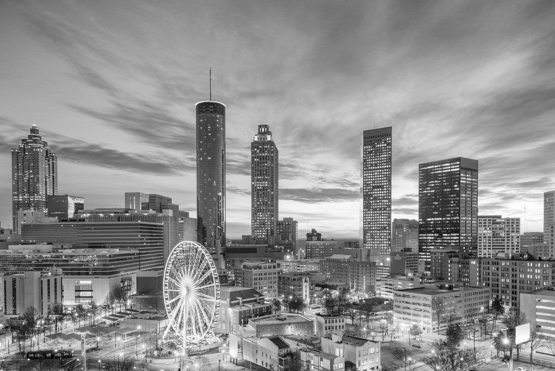 Noah Jigsaw Puzzle Atlanta, Georgia, USA downtown city skyline in black white 2000 pieces