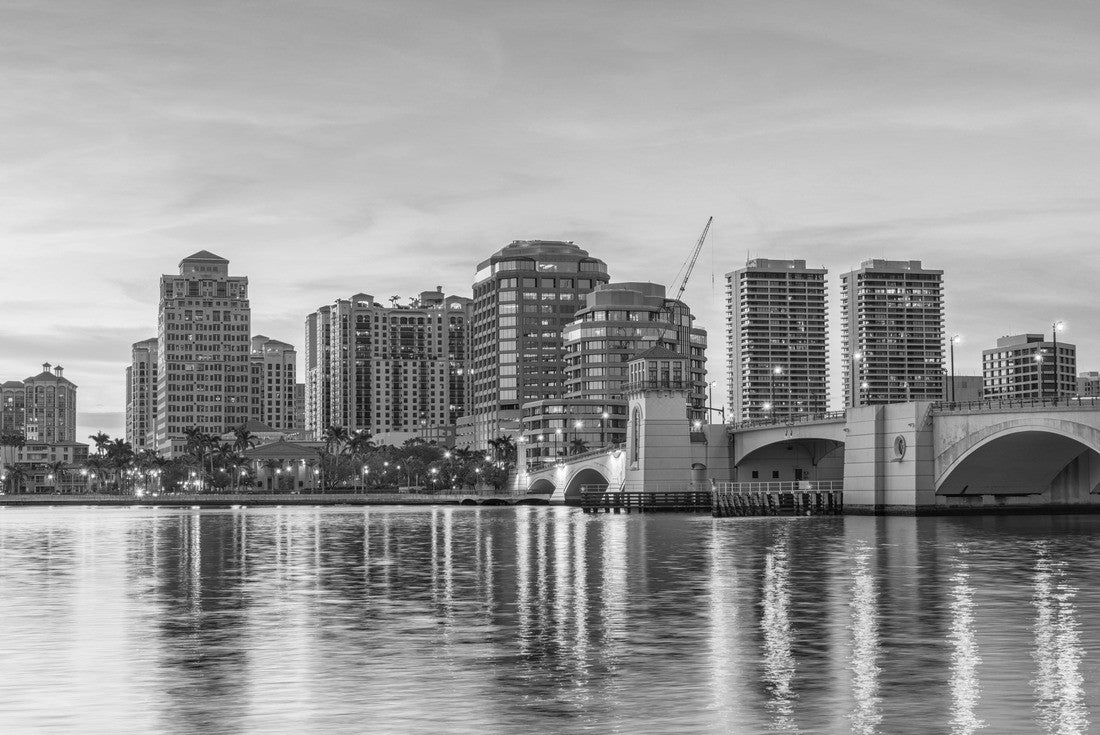 Noah Jigsaw Puzzle West Palm Beach, Florida, USA Downtown Skyline in black white 2000 pieces