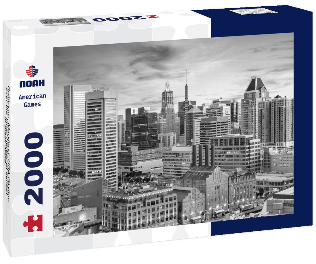 Baltimore, Maryland, USA Skyline over the Inner Harbor at sunset 2000pc PuzzleBlack and White