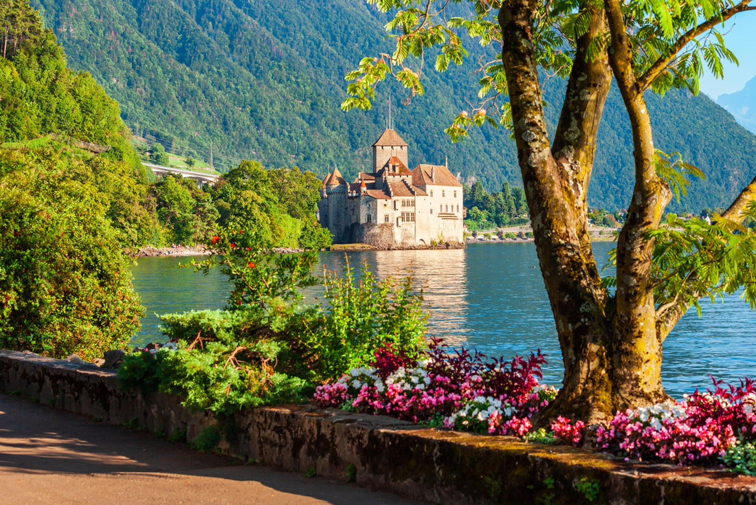 Chillon Castle or Chateau de Chillon is an island castle on Lake Geneva near the town of Montreux in Switzerland 2000pc Puzzle