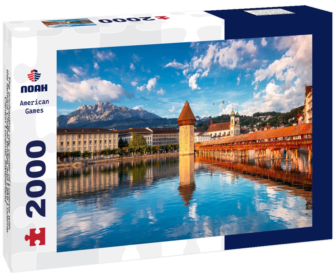 The enchanting city center of Lucerne with the famous Chapel Bridge and Lake Lucerne, Canton Lucerne, Switzerland 2000pc Puzzle