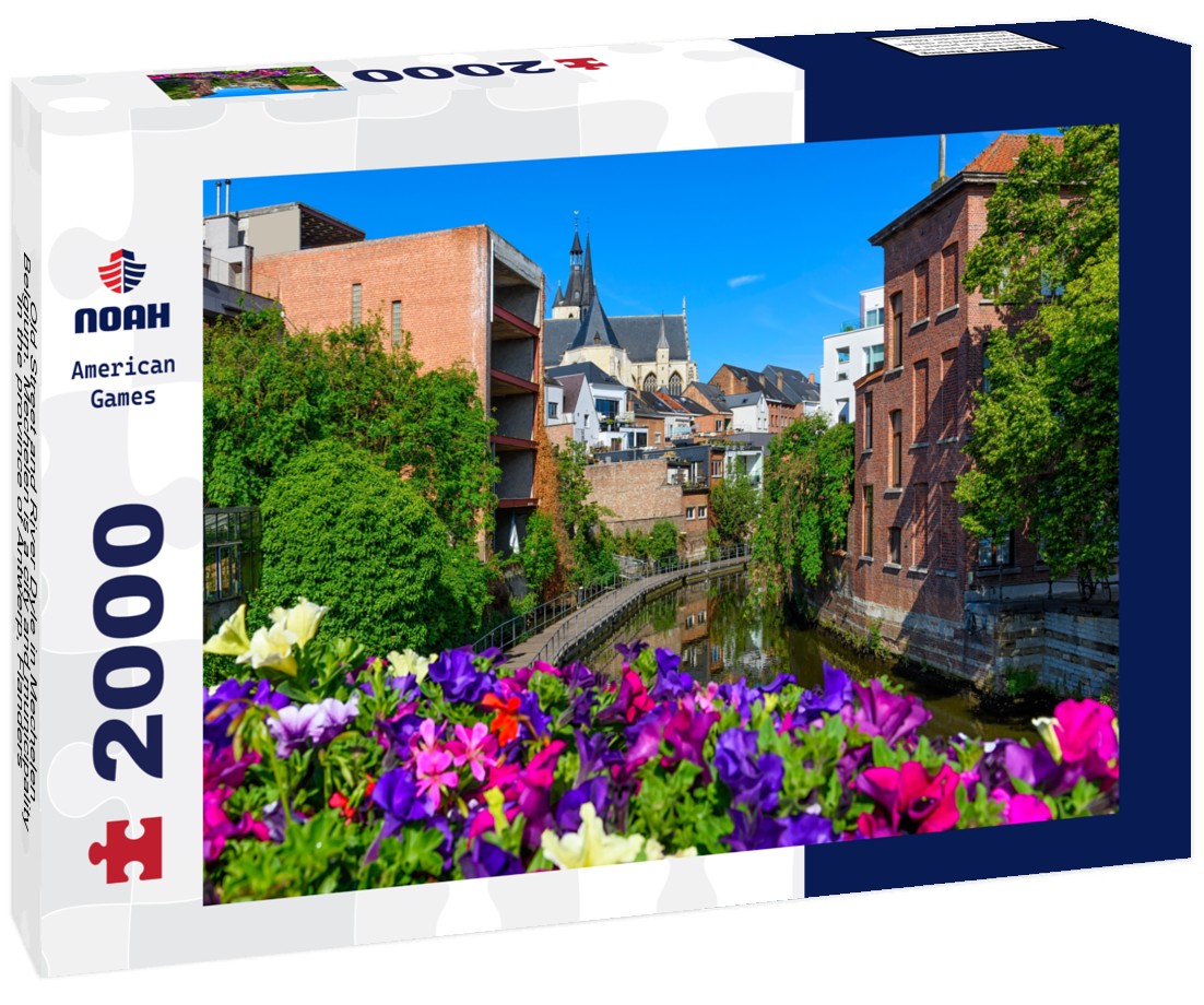 Old Street and River Dyle in Mechelen, Belgium. Mechelen is a city and municipality in the province of Antwerp, Flanders, Belgium 2000pc Puzzle