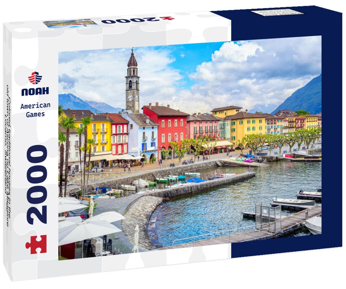 Colored traditional houses in the old town of Ascona on Lake Maggiore, Locarno, Switzerland 2000pc Puzzle