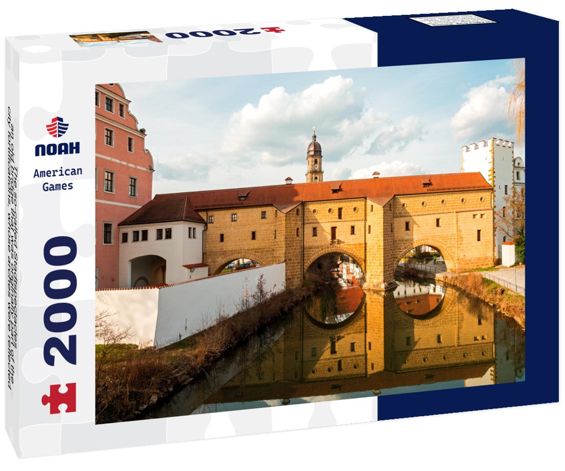The so-called Stadtspectacles - an old bridge that was originally part of the city fortifications, whose arches were reflected in the river waters and looked like a spectacle, Amberg, Germany 2000pc Puzzle