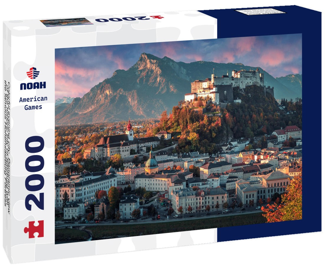 Colorful evening city. the historic city of Salzburg with the famous Hohensalzburg Fortress 2000pc Puzzle