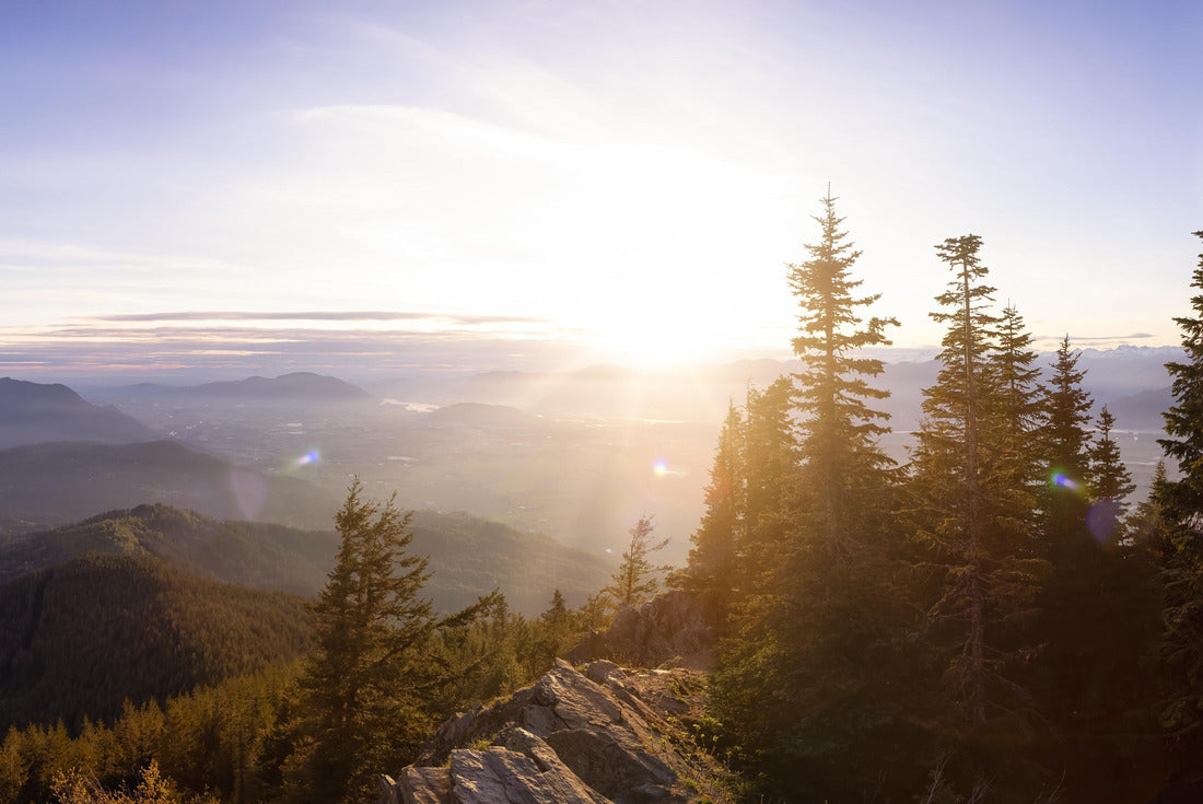 the Fraser Valley at a colorful, cloudy sunset. From Elk Mountain in Chilliwack, east of Vancouver, British Columbia, Canada 2000pc Puzzle