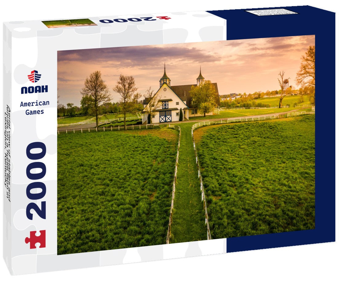 Aerial view of stables and fences on a horse farm in Lexington, Kentucky 2000pc Puzzle