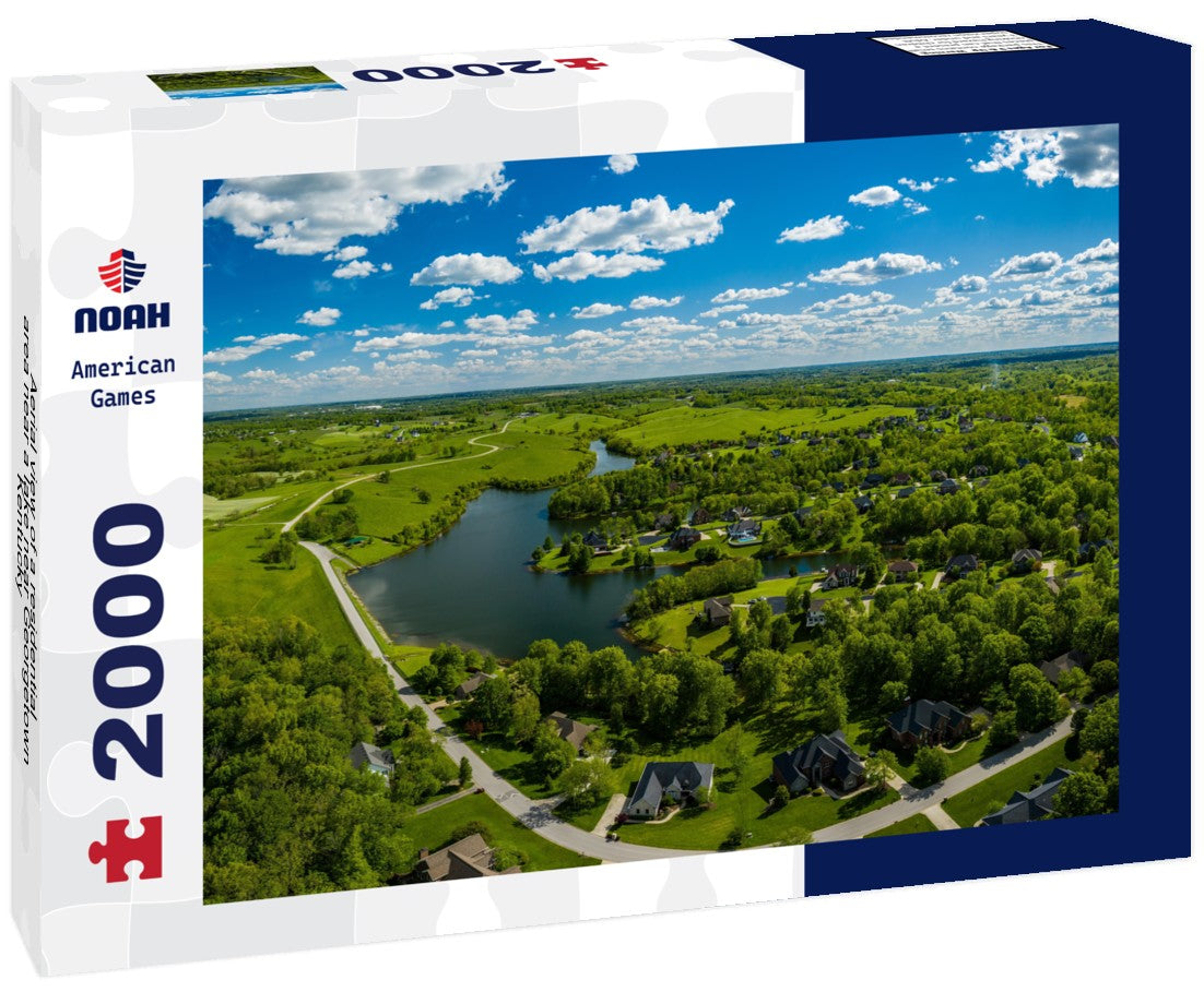 Aerial view of a residential area near a lake near Georgetown, Kentucky 2000pc Puzzle
