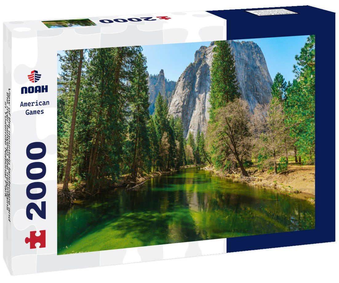 the mountain landscape and the river between the mountains in Yosemite National Park 2000pc Puzzle