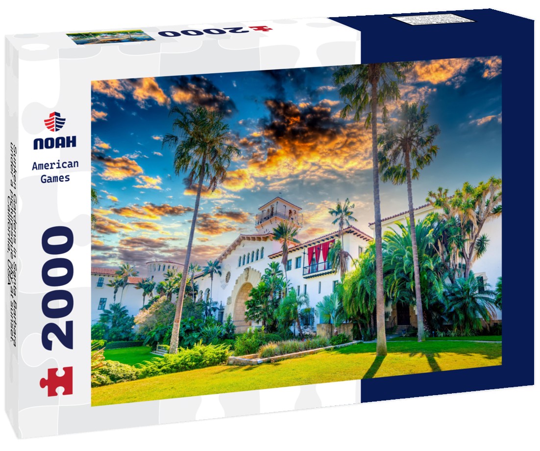 Sunken Gardens in Santa Barbara under a picturesque sky at sunset. California, USA 2000pc Puzzle