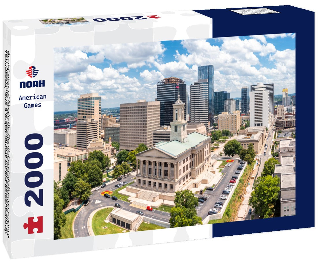Aerial view of Nashville Capitol and skyline on a sunny day. Nashville is the capital and most populous city of Tennessee, and a major center for the music industry 2000pc Puzzle