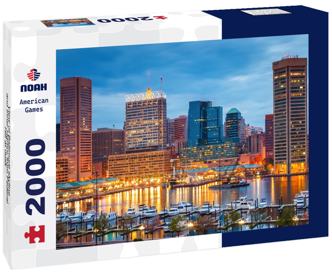 Baltimore skyline and Inner Harbor from Federal Hill at dusk 2000pc Puzzle