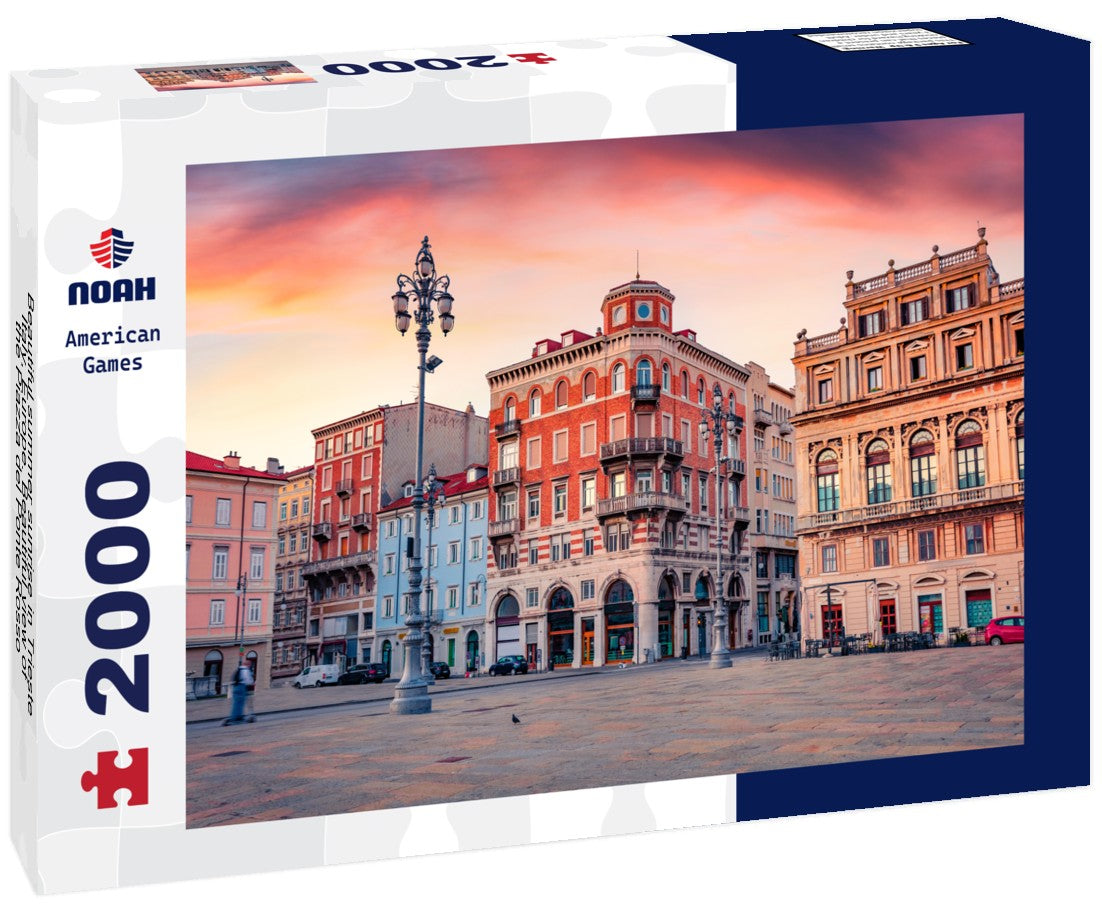 Beautiful summer sunrise in Trieste, Italy, Europe. Beautiful view of the Piazza del Ponte Rosso 2000pc Puzzle