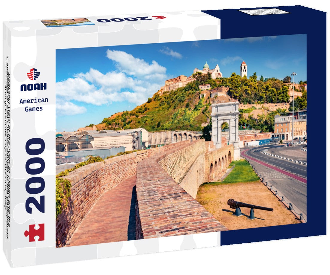 Beautiful view of the Arch of Trajan and the Cattedrale di San Ciriaco church in the background. Sunny summer city of Ancona, Italy 2000pc Puzzle