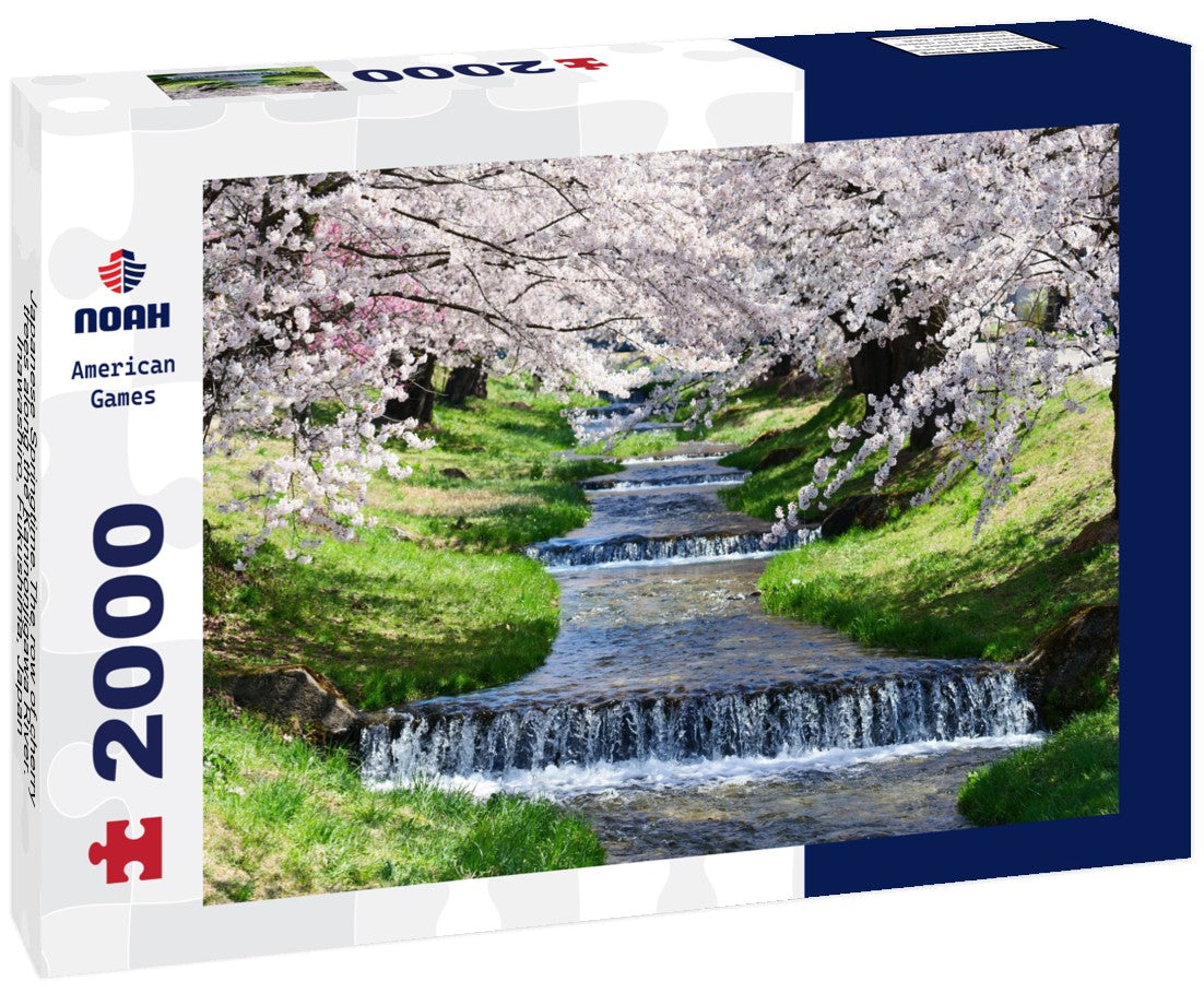 Japanese Springtime.The row of cherry trees along the Kannonjigawa River. Inawashiro, Fukushima, Japan 2000pc Puzzle