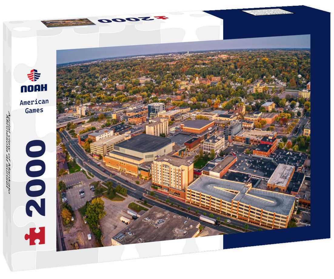 Aerial view of Mankato, Minnesota at sunset 2000pc Puzzle