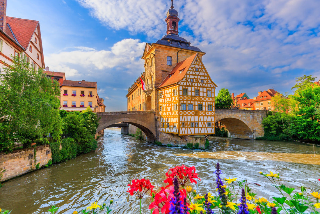 Noah Jigsaw Puzzle Bamberg, Germany. Town Hall of Bamberg (Old Town Hall) with two bridges over the Regnitz river. Upper Franconia, Bavaria 2000 pieces