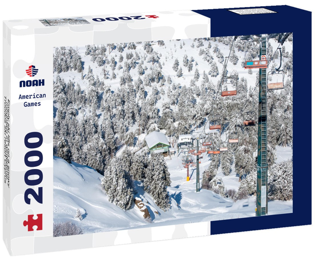 Empty ski lifts on a snowy mountain in wintertime. Troodos ski resort Cyprus Europe 2000pc Puzzle