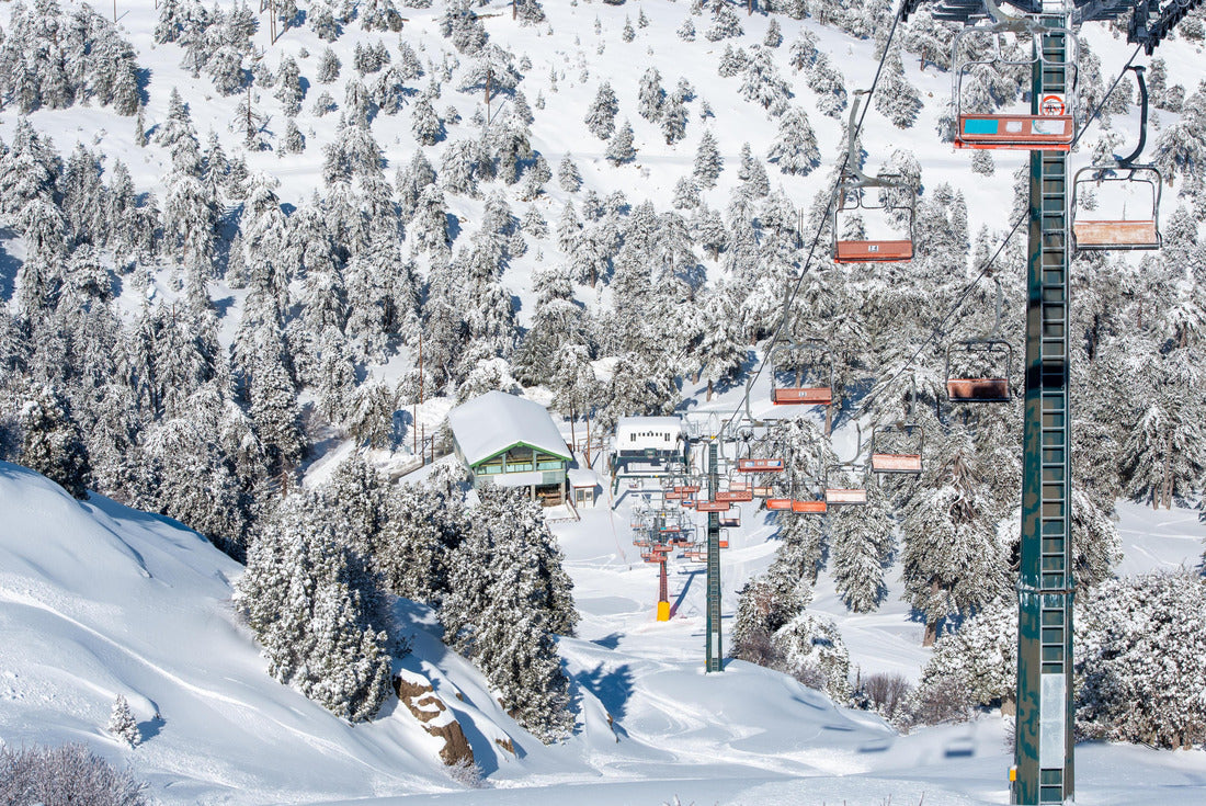 Empty ski lifts on a snowy mountain in wintertime. Troodos ski resort Cyprus Europe 2000pc Puzzle