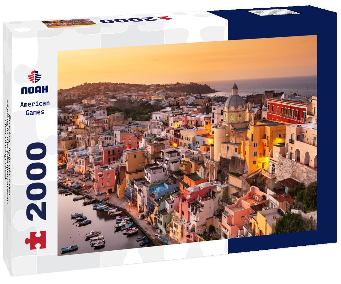 Procida, Italy old town skyline in the Mediterranean Sea during dusk 2000pc Puzzle