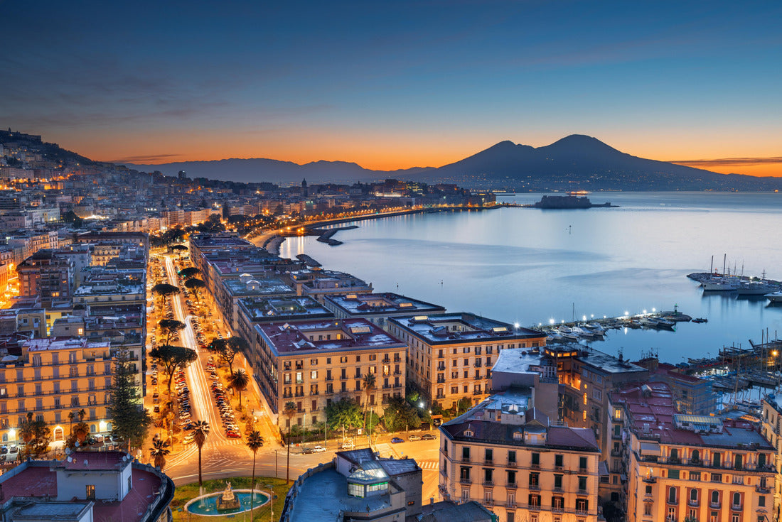 Naples, Italy aerial skyline on the bay with Mt. Vesuvius at dawn 2000pc Puzzle