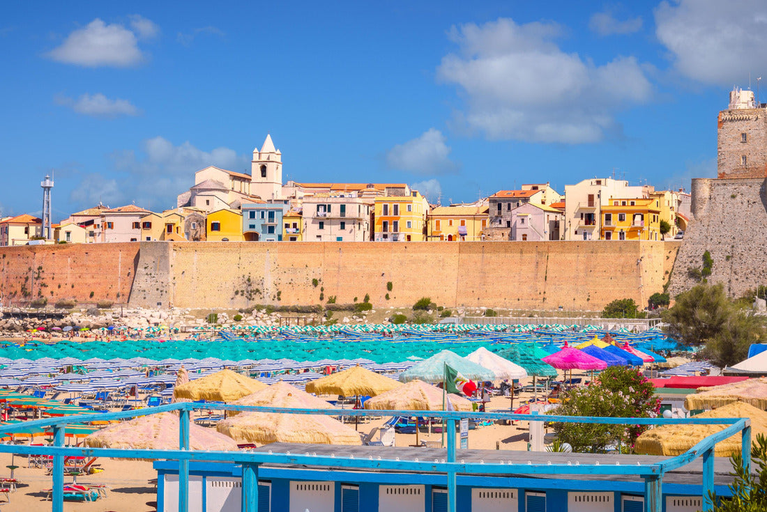 the old town of Termoli with sun umbrellas, the colorful houses and the Svevo Castle, Termoli, Italy 2000pc Puzzle