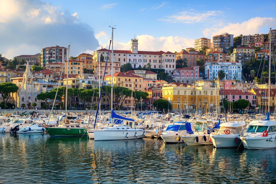 Yacht harbor in Imperia city, a beautiful city on the Italian Riviera, Liguria, Italy, at sunset 2000pc Puzzle